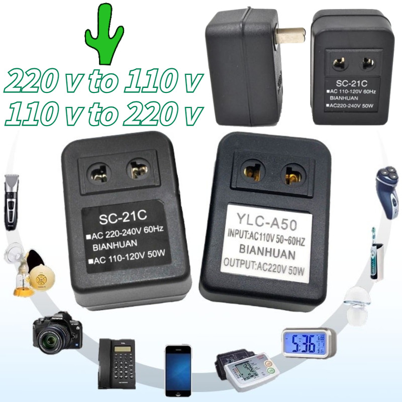 Voltage Converter AC Step Down 220V Ke 110V 50W Step Up Down 220V Ke 110V Portabel Voltage Adaptor