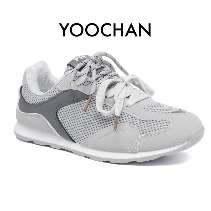 PVN Yoochan Sepatu Sneakers Wanita Sport Shoes Grey Cream Choco 368 - Grey