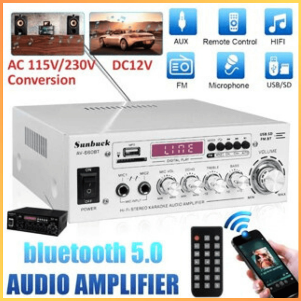 COD KIRIM CEPAT Sunbuck Audio Bluetooth 5.0 DAC Amplifier 2 Ch Remote 2000W AV 660BT/ ampli power fu