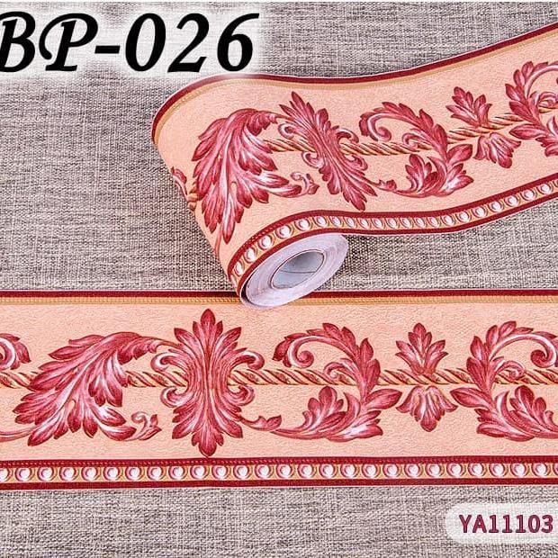 METH BP026 EXCLUSIVE PINK RED WALL BORDER PREMIUM LIST TEKSTUR TIMBUL 5 M - STIKER DINDING