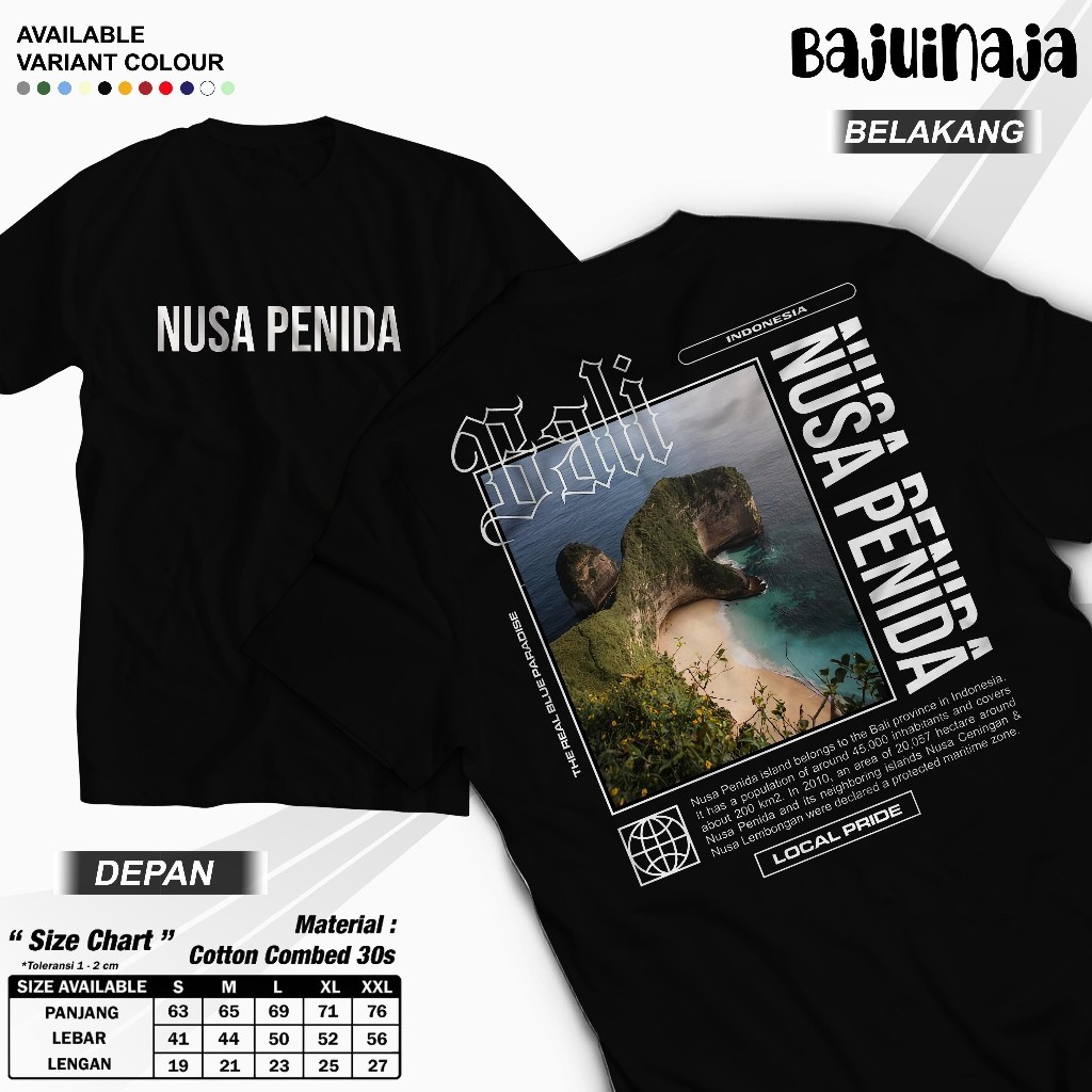 Kaos Oleh Oleh Bali Nusa Penida Tshirt Unisex Souvenir Gift Lengan Pendek