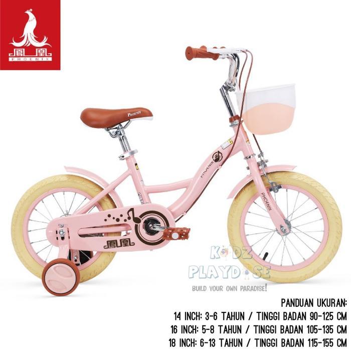 Sepeda Anak PHOENIX Classic 14, 16 & 18 Inch [READY STOCK] - Merah Muda, 16 Inch