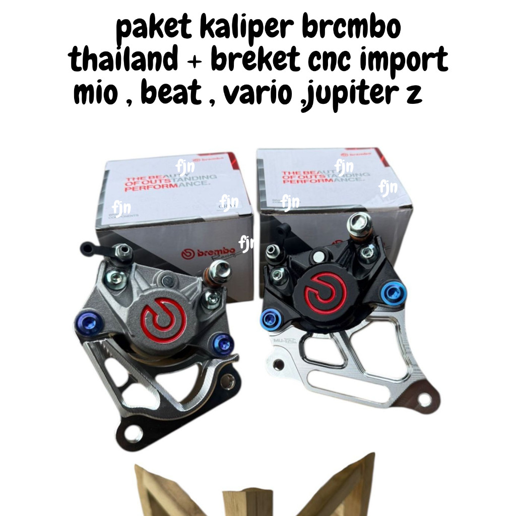 PAKET KALIPER DEPAN 2P BIG LOGO BREMBO + BREKET CNC MIO BEAT VARIO 125/150 VIXION JUPZ FIZR THAILAND