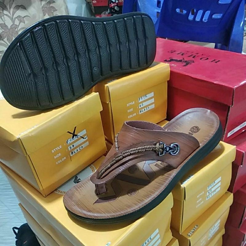 SANDAL KULIT PRIA SLOP RHPSL SENDAL PRIA KEREN TERKINI