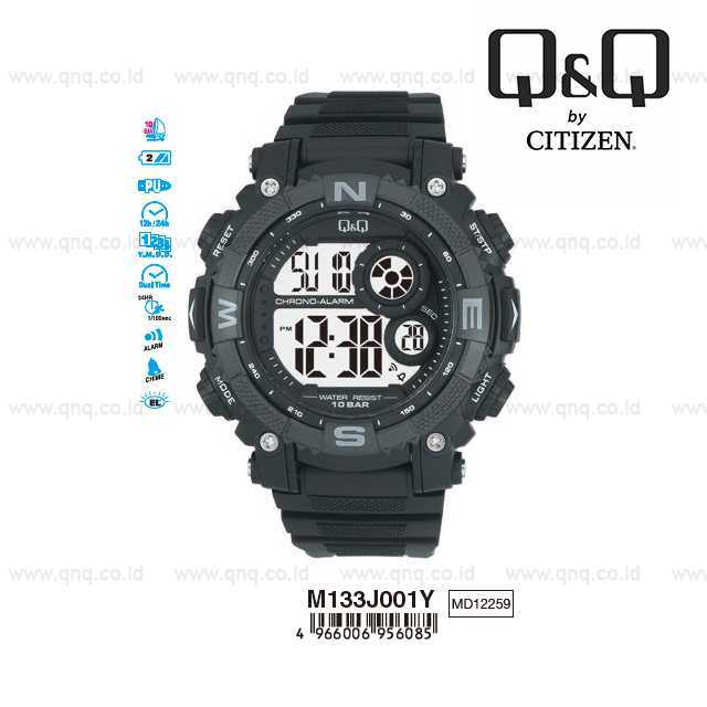 New 161 Q&Q QnQ QQ Original Jam Tangan Pria Digital - M133 M133J Water Resist 161