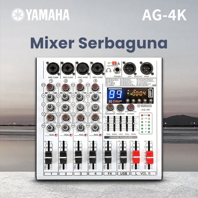 yamaha/original AG-4K,mixer audio,mixer karaoke,pencampur audio,built-in 2-band EQ,bawaan Memiliki p