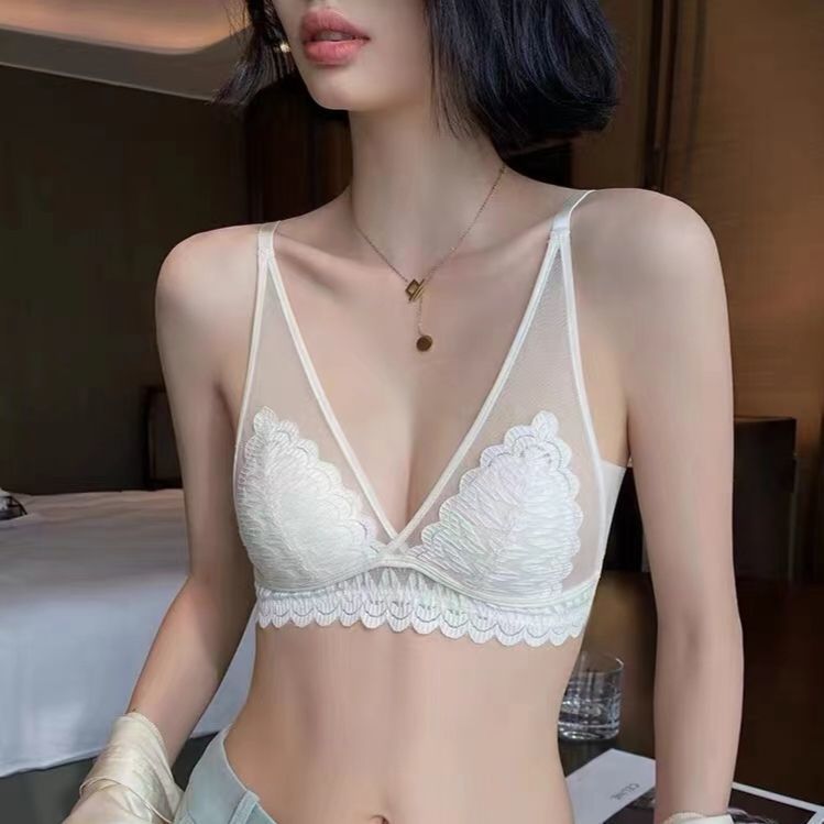 [Bisikannya][COD] Bra Wanita Cup Segitiga untuk Payudara Kecil, Bra Renda Tanpa Kawat
