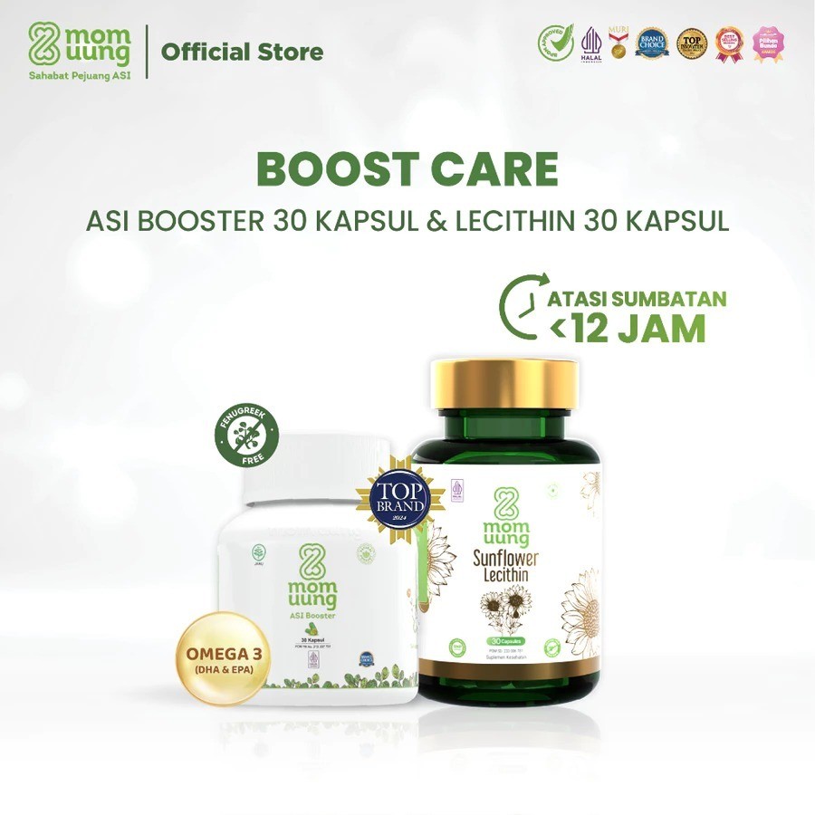 Mom Uung Paket ASI Tersumbat - ASI Booster 30Kapsul & Lecithin - Dengan Vitamin