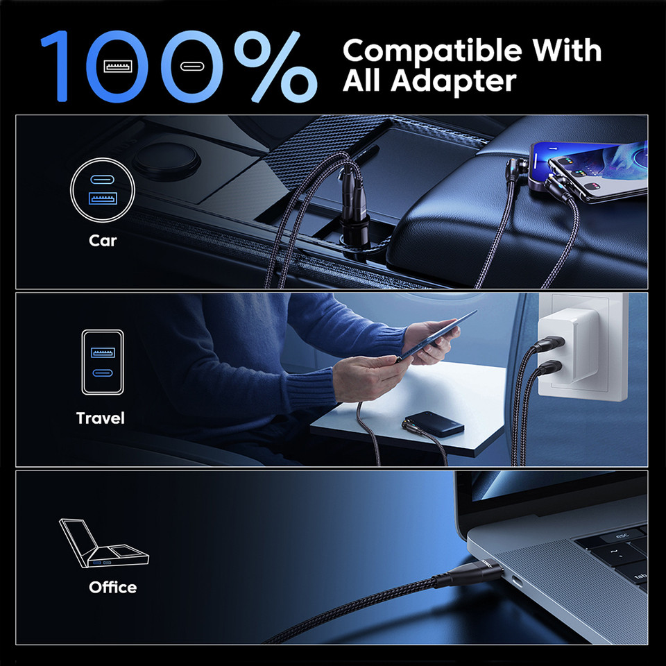 AUFU Magnetic USB Type C To USB C Cable 100W/5A PD Fast Charging Charger Wire Cord For Macbook Xiaom