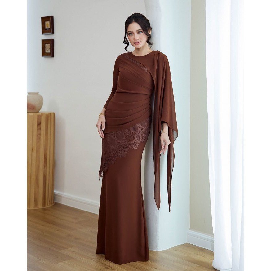promo Viral Baju Kurung Malaysia Melayu Azzura Dress Bahan Ceruty Mix Brukat
