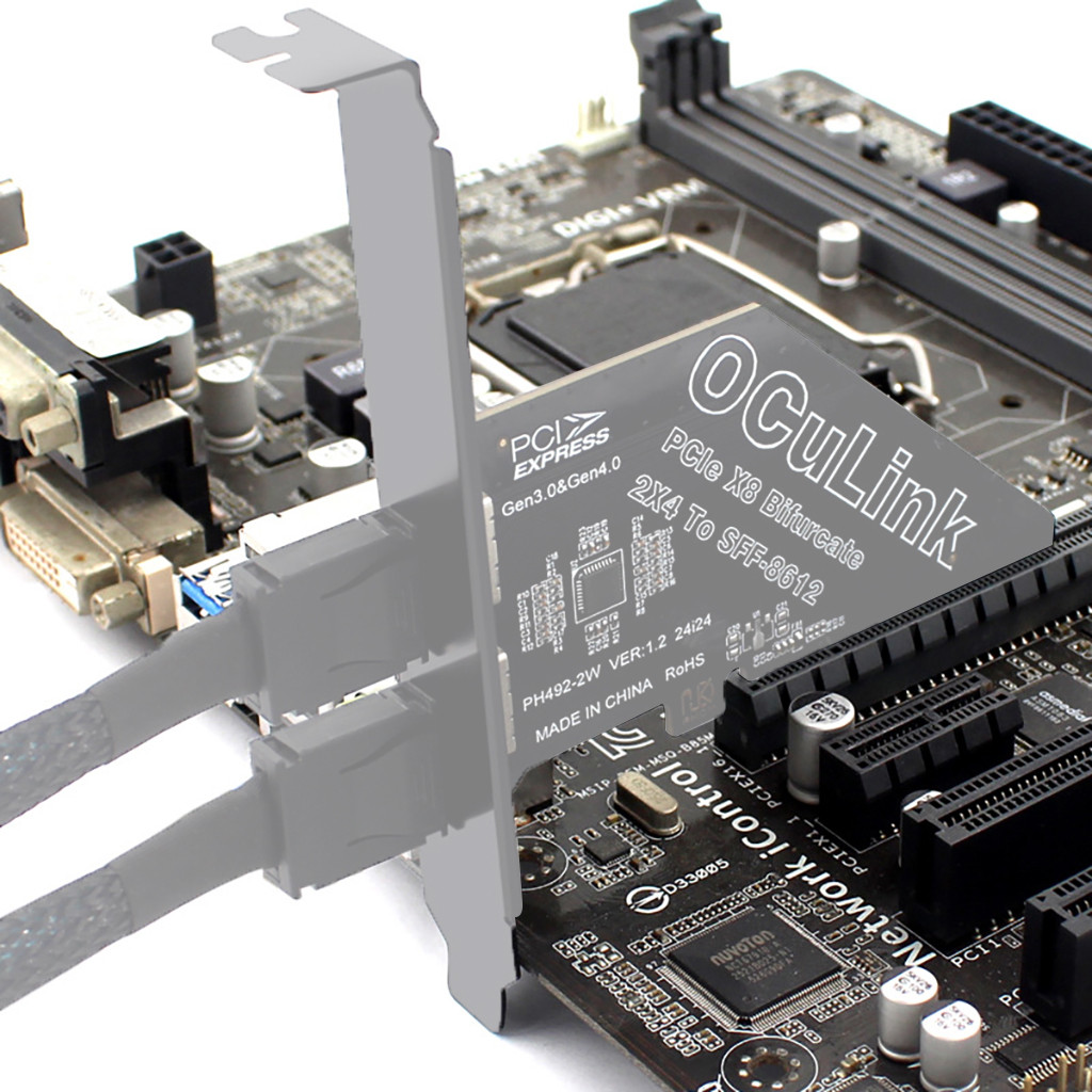 PCIe X16X8 to SFF 8611&8612 Adapter Card PCIE External Oculink SFF8612 Adapter PCle40 PCIe X4X1 SSD 