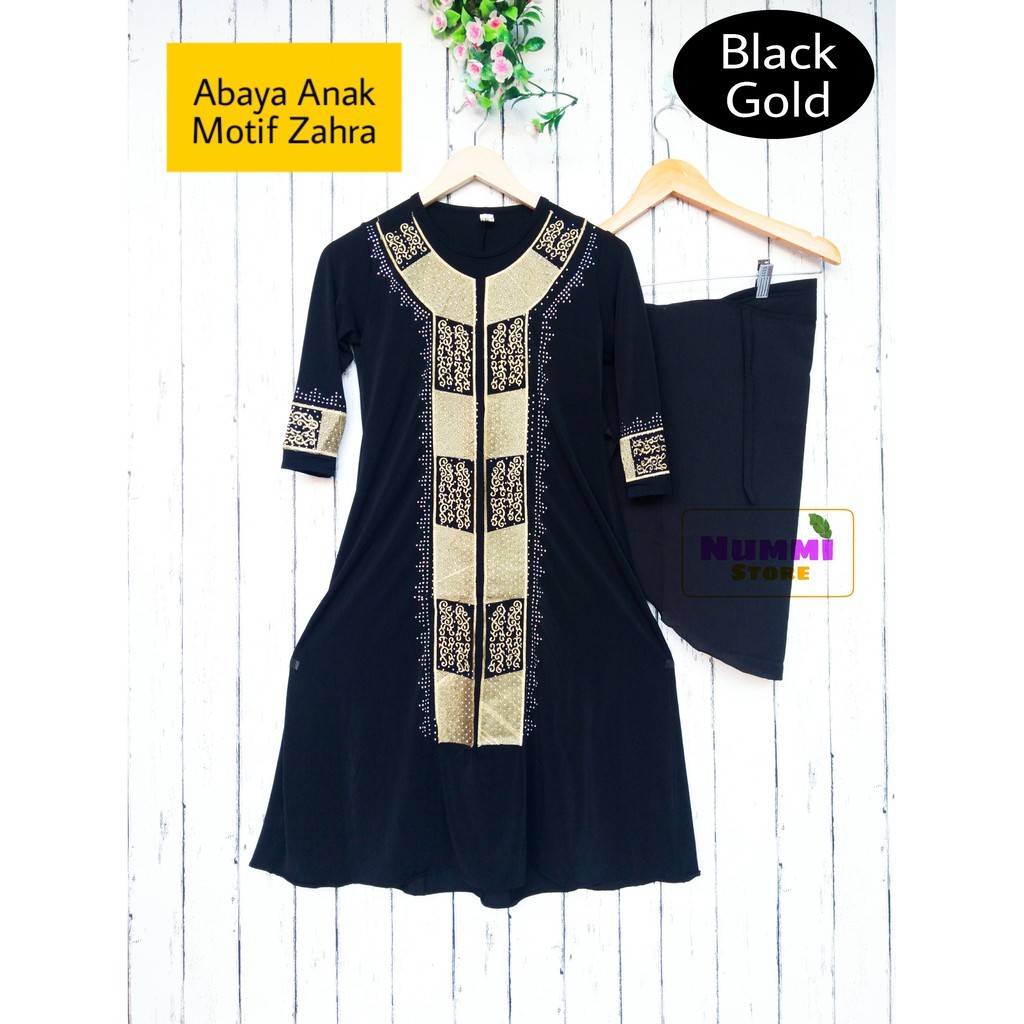DHOLISHOP.ID Baju Muslim Gamis Abaya Anak Syar'i / Abaya Anak Bordir HITAM / Gamis Anak Bordir