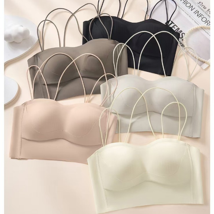 Aura Intim Bra tanpa tali dan punggung yang cantik untuk wanita, bra tali tipis anti-terbuka.