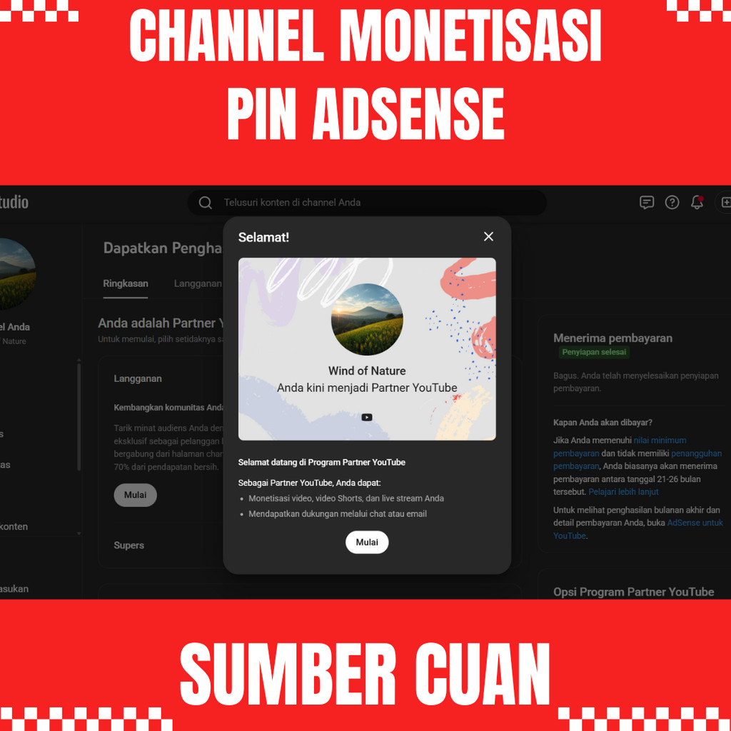 AKUN YOUTUBE SUDAH PIN TINGGAL GANTI REKENING || AKUN YOUTUBE MONETISASI