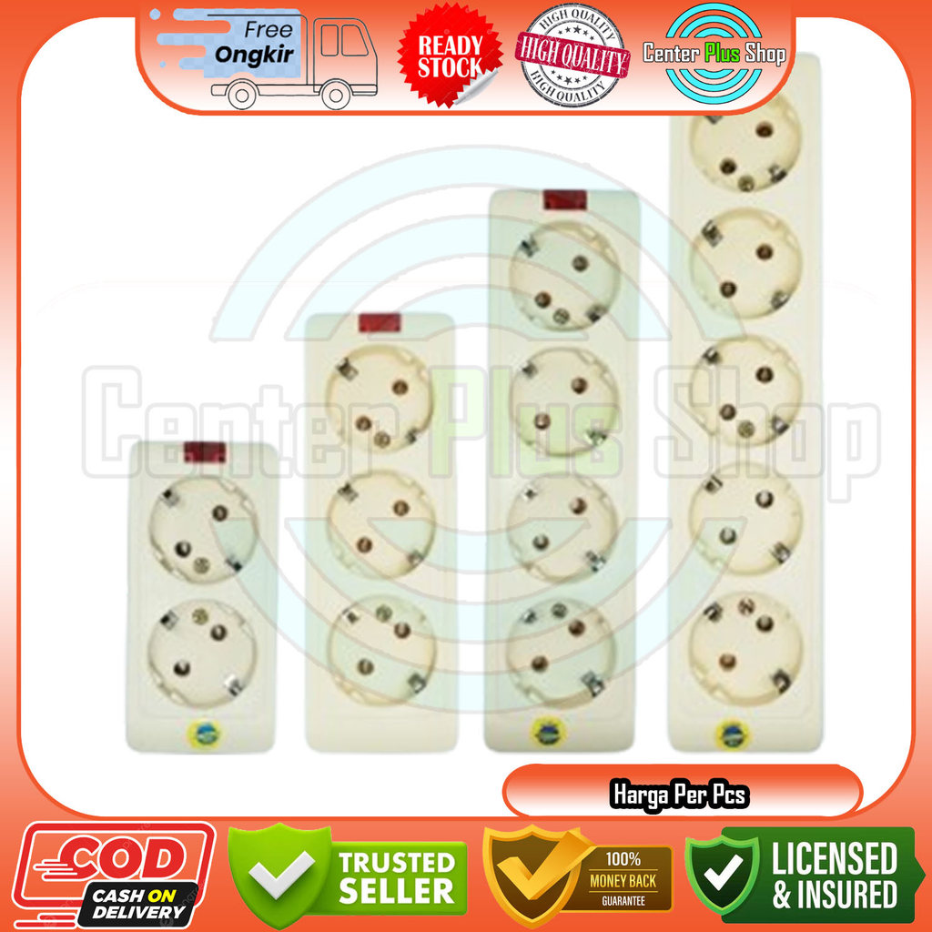 Dutron Stop Kontak Tanpa Kabel 3 Lubang 4 Lubang 5 Lubang Saklar ON OFF Lampu LED Indikator Socket A