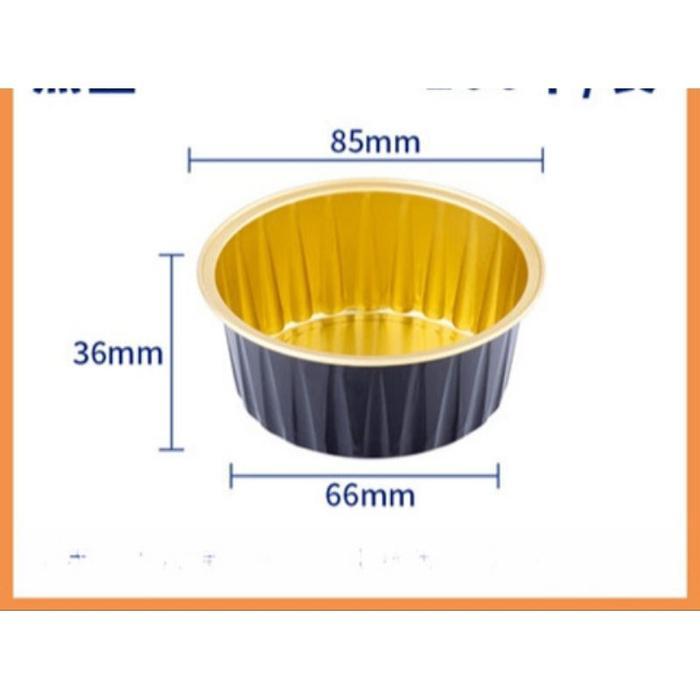 10pcs - 125ml Foil cup kue korean dessert box kotak cup cake kue puding - FoilBulat Hitam