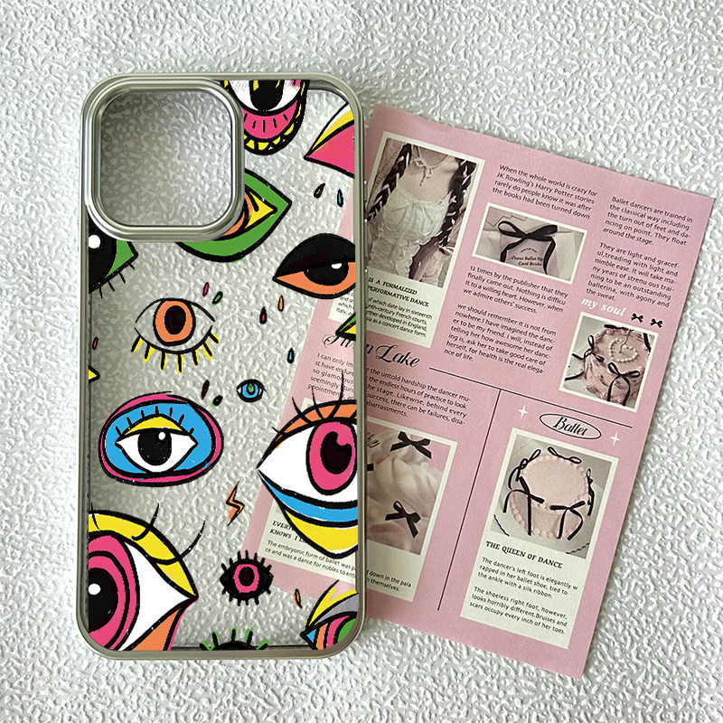 Clear Case Mata Bercahaya Mata Unik UNTUK iPhone X Xs XsMax Xr 11 12 13 14 15 16 17 Pro Max  Plus Pr