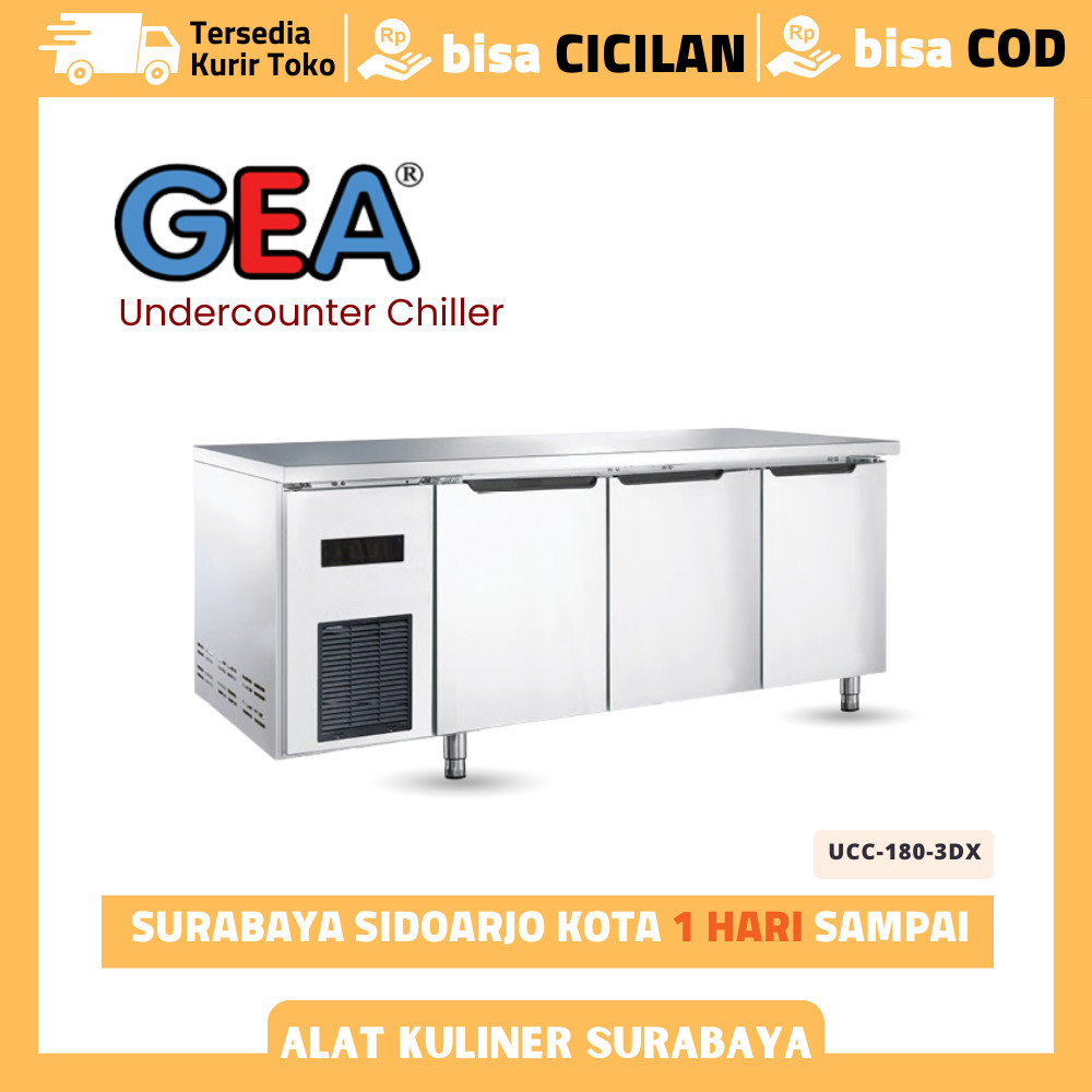 GEA UCC-180-3D Undercounter Chiller Stainless Kulkas 400L 3 Pintu