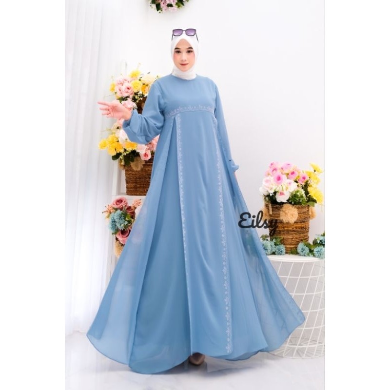 Eilsy Baju gamis perempuan dewasa ceruty babydoll payet full puring