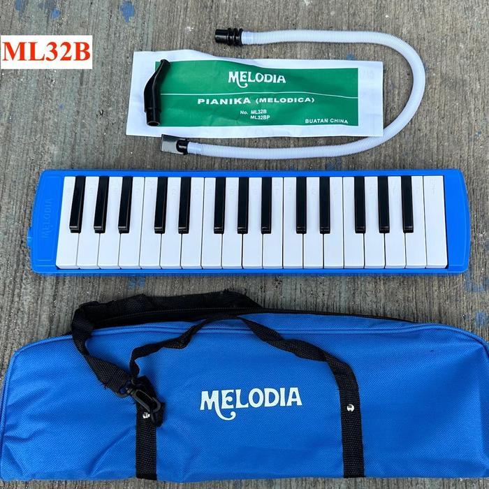 READY Pianika MELODIA Original 32 Key Top Quality Warna Biru & Pink Dilengkapi Tas Kain ML32B Alat M