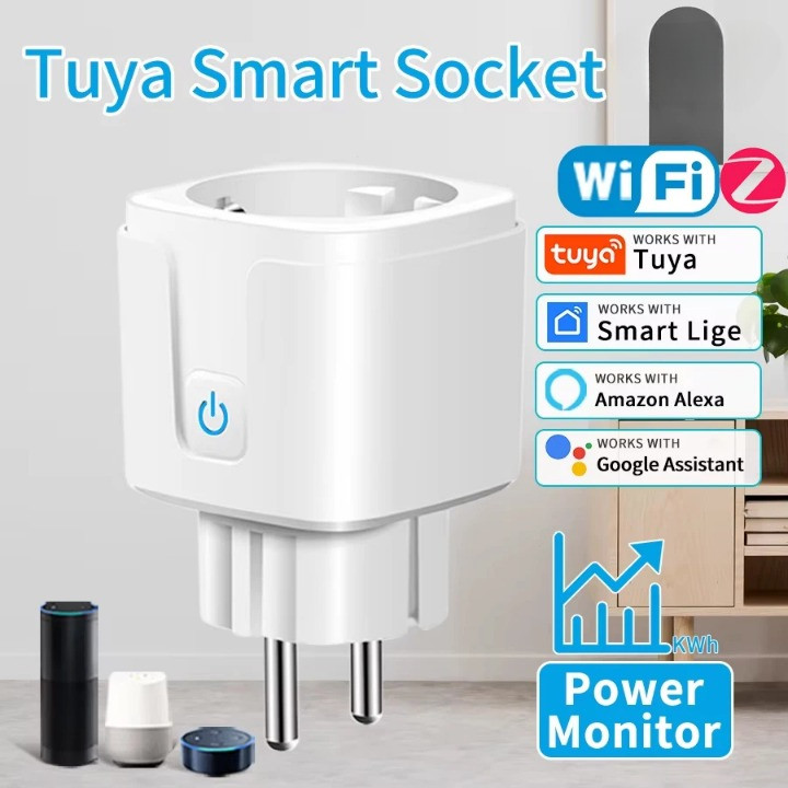 Steker Colokan Listrik Smart Plug WiFi EU 16A Online Control Monitoring Remote Listrik On Off KWh Wa