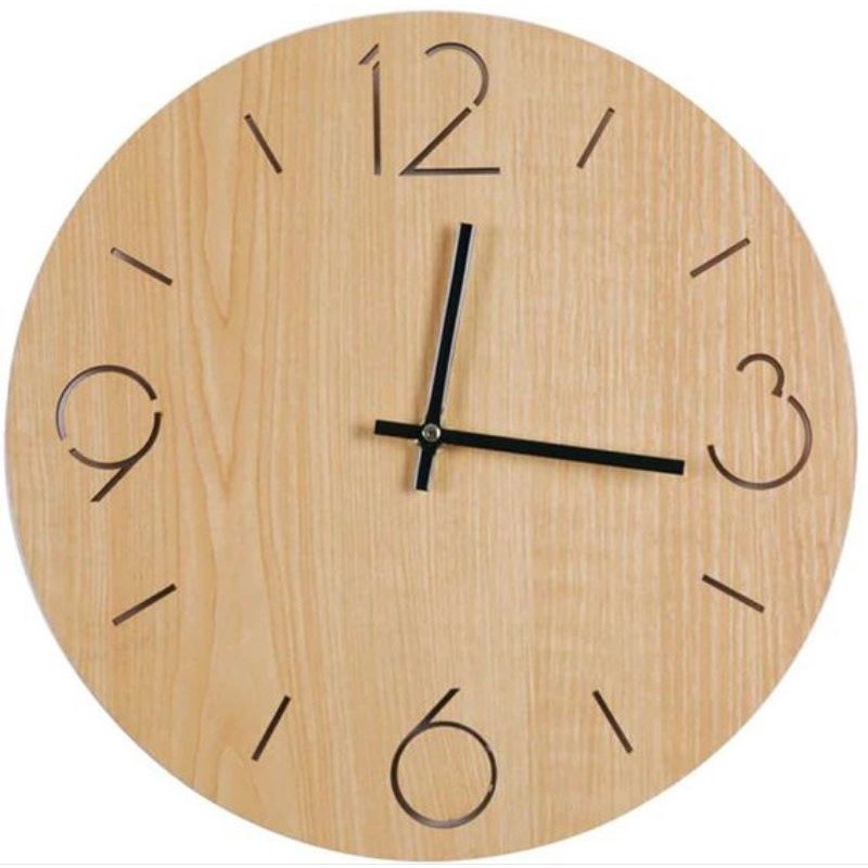 jam dinding aesthetic / jam dinding bulat / jam dinding kayu