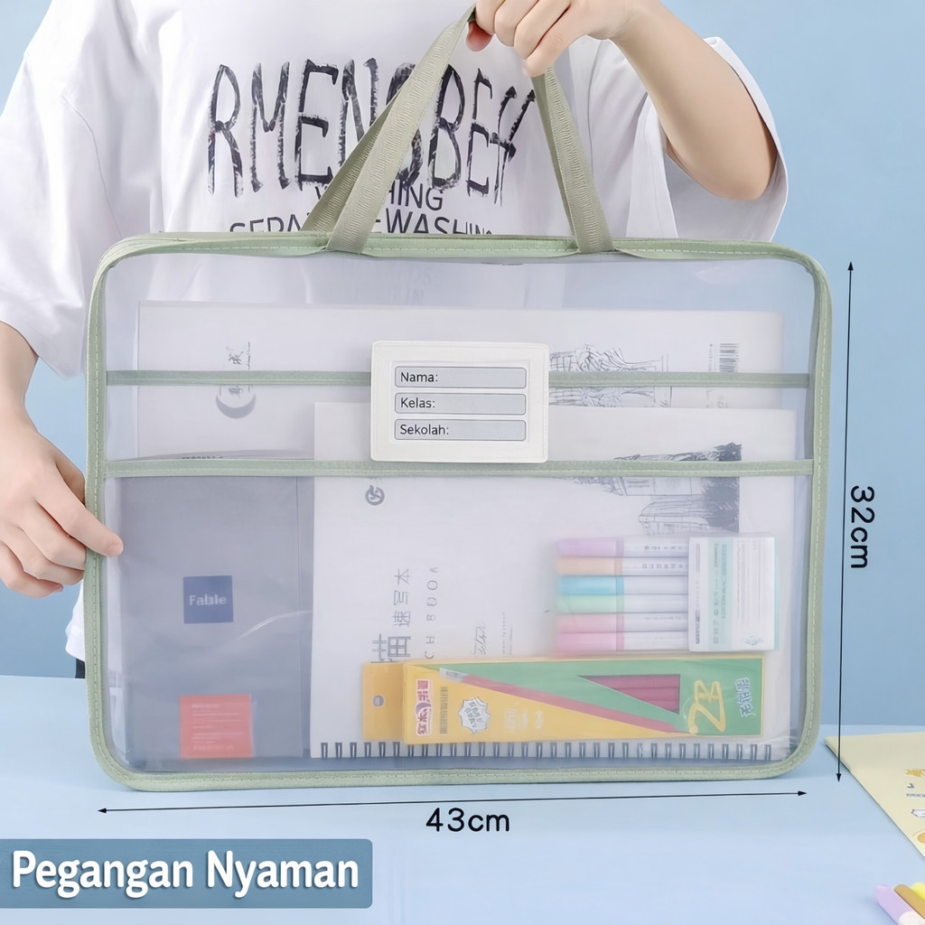 ST005 Tas Dokumen A4 Besar Map Dokumen File Folder Kapasitas Besar Tas Penyimpanan Serbaguna