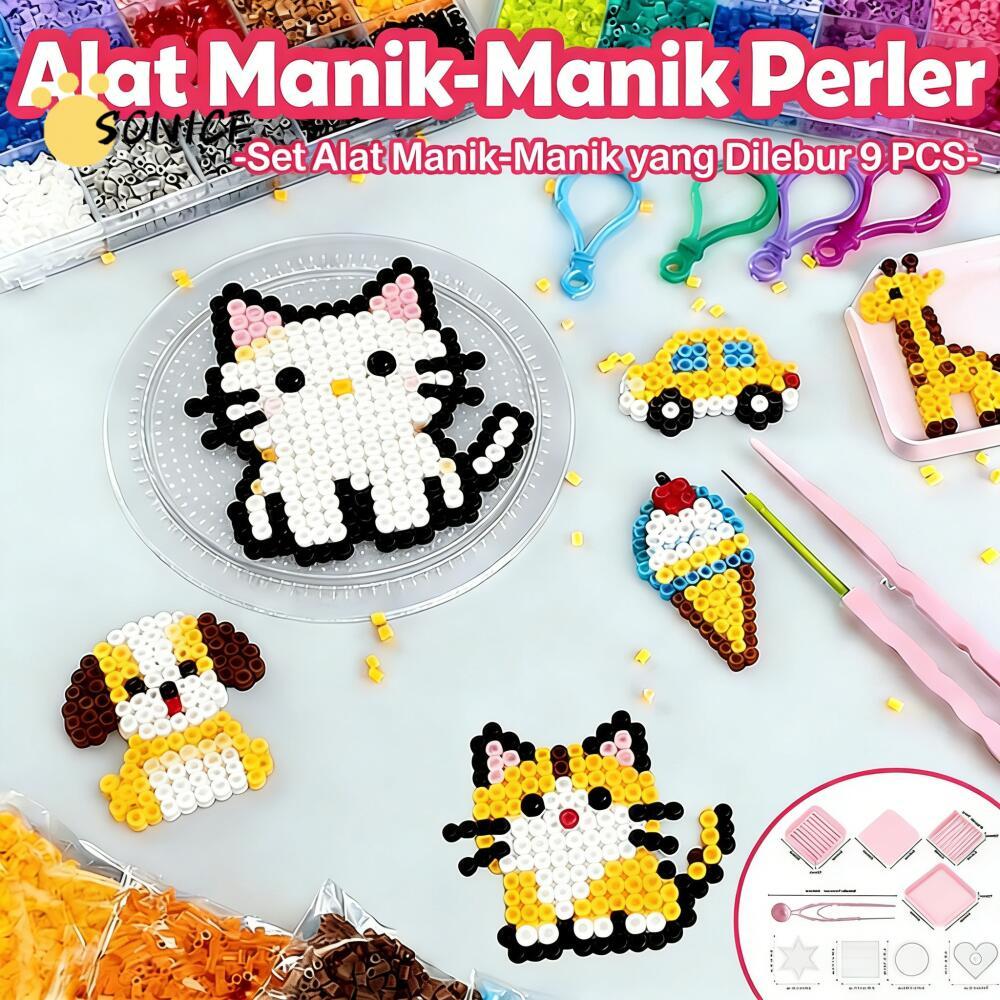 Set Nampan Penyortir Kacang 2.6mm 9 Buah Kit Baki Petikan Manik-manik Sekring Termasuk Satu Kotak Ka
