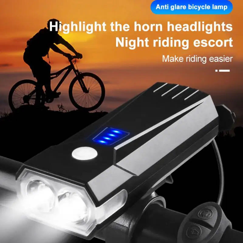 Lampu Sepeda USB LED Isi Ulang, Lampu Depan MTB Road, Power Bank, Senter Sepeda, Baterai, Aksesoris 