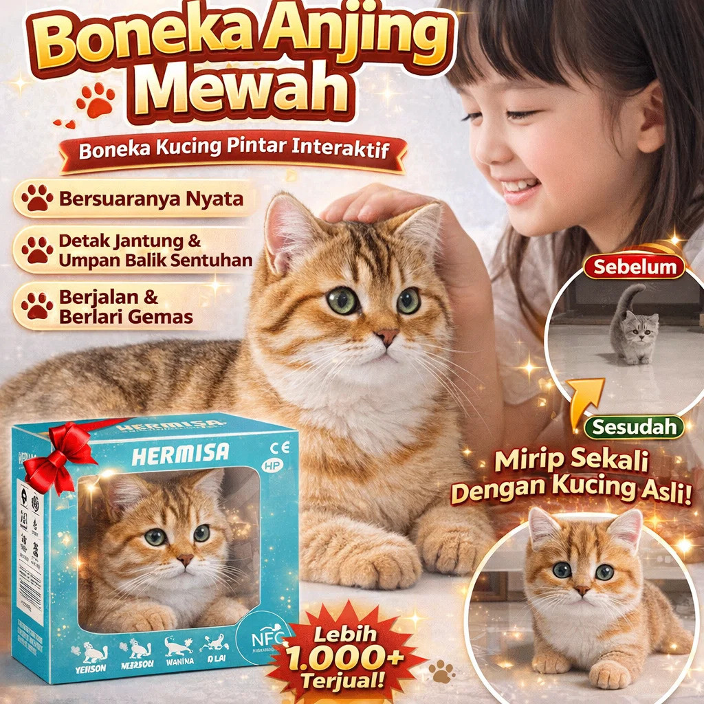 COD - Boneka Kucing AI Simulasi Mainan Plush Kucing Simulasi/Boneka Mirip Asli Boneka Kucing Mirip A