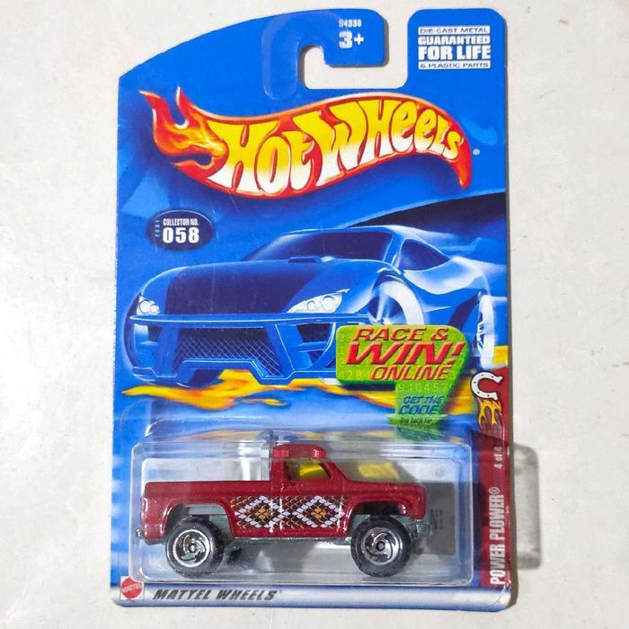Mainan Hot Wheels Power Plower merah hati 2002 blue card base besi