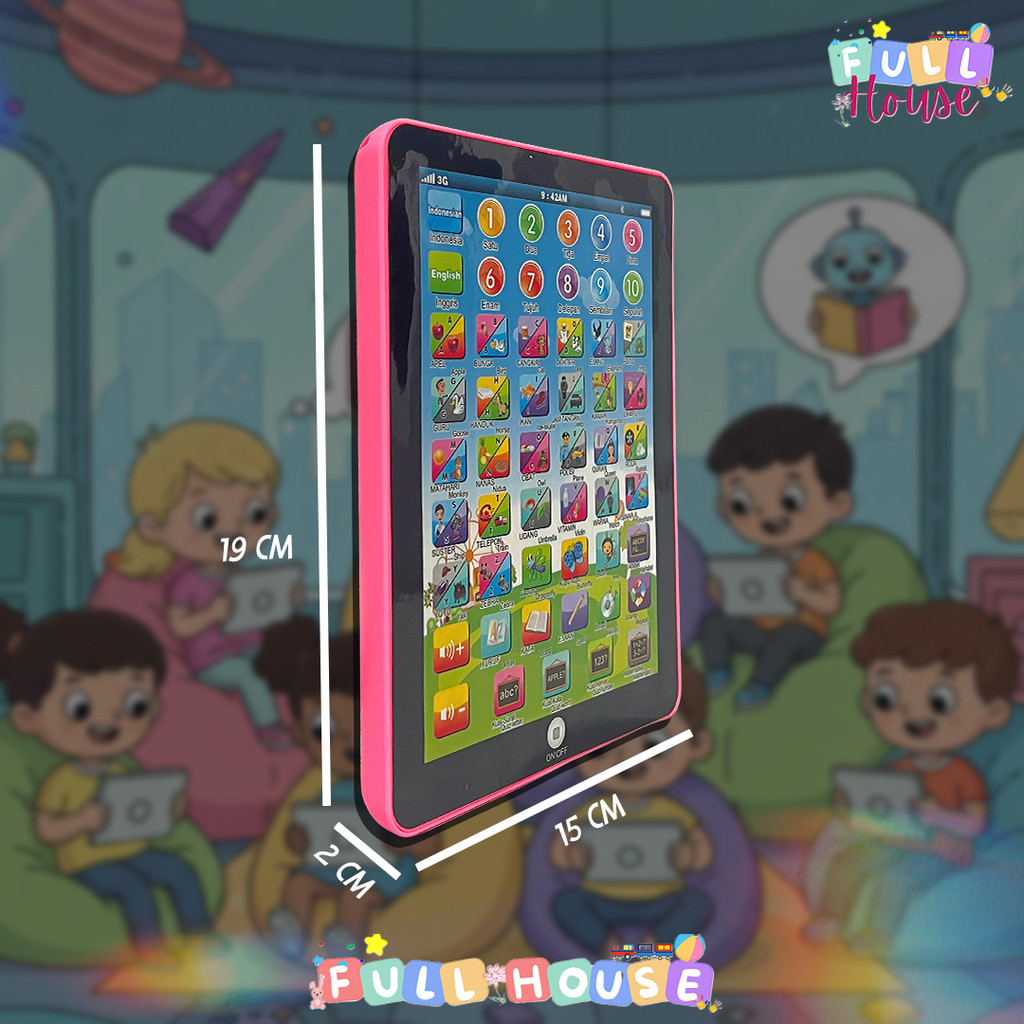 Mainan Edukasi Anak Ipad / Tab / Mini Play Tab 2 Bahasa / Mainan Ipad Papan Tulis 2 Bahasa