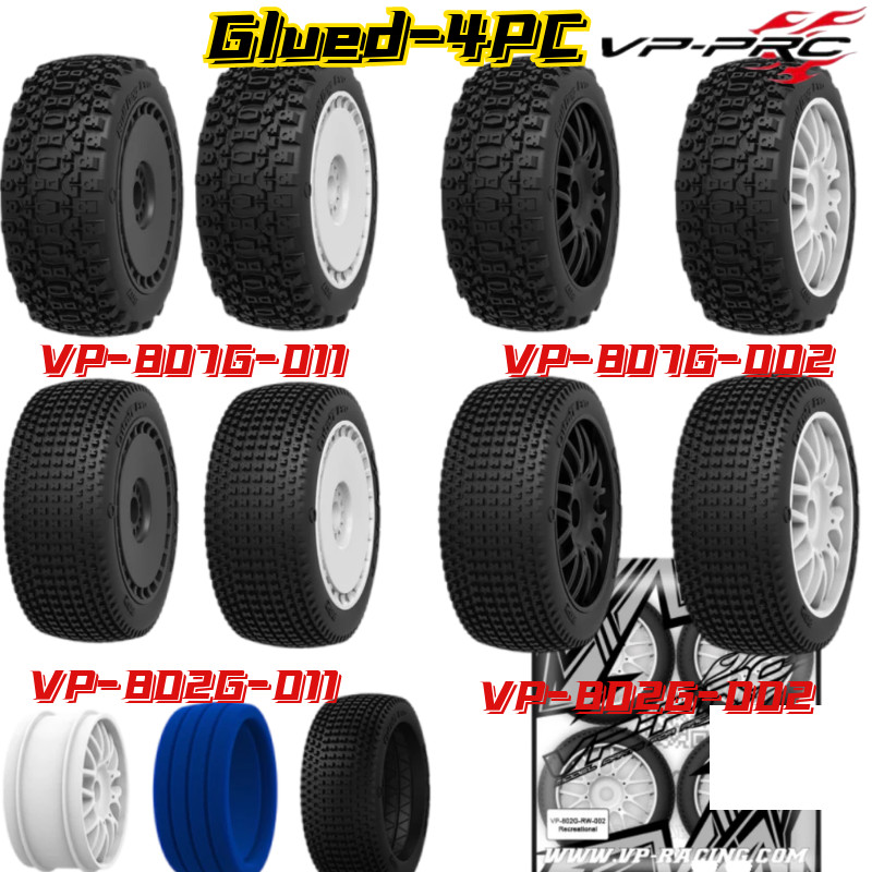 4PC VP PRO 807 802 1/8 RC Buggy Rally Truck Tire Glued 17mm Nut Practice Recreational Tire Wear-resi