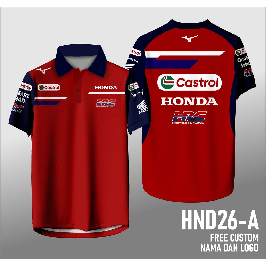 kaos honda hrc castrol 2026 kaos jersey crew motogp honda racing balap lengan pendek HND26-A