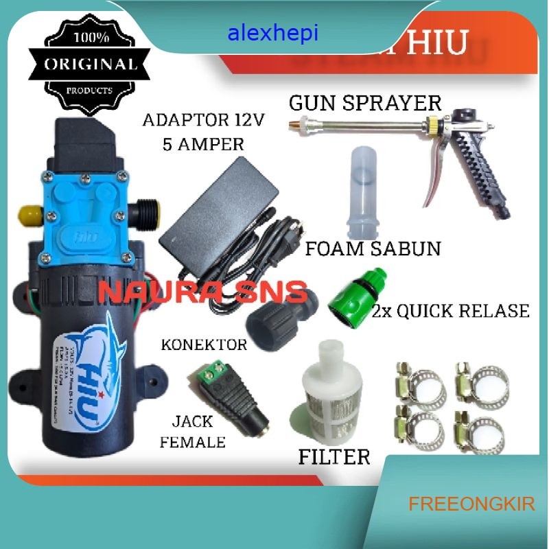 Alat cuci motor / Alat cuci steam motor / mobil portable / Pompa Air / Dinamo pompa dc 12volt hiu 10
