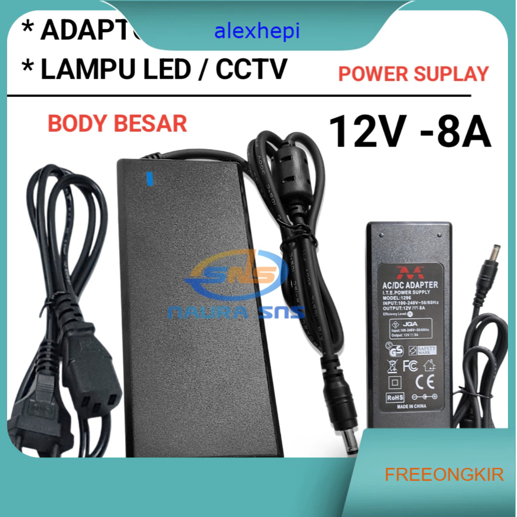Adaptor 12v 8A Murni / Adaptor Pompa Dc 12v / Cctv / Lampu Led