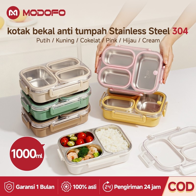(Seria Mart) [ Anti Tumpah ] MODOFO Lunch Box Stainless Kotak Makan Kotak Bekal Tempat Bekal Makan K