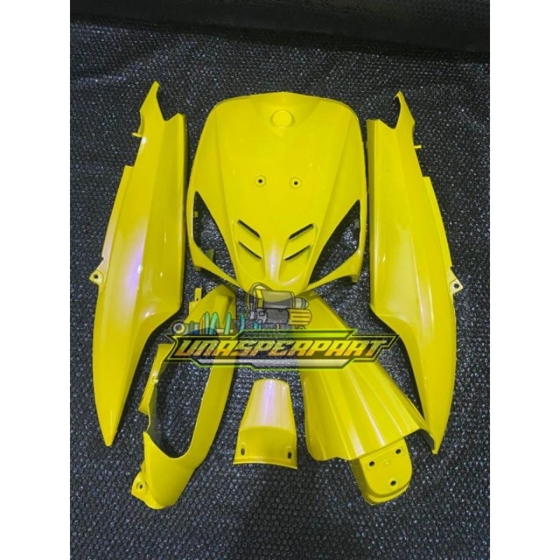 Cover full body halus yamaha mio sporty warna kuning lembayung ungu