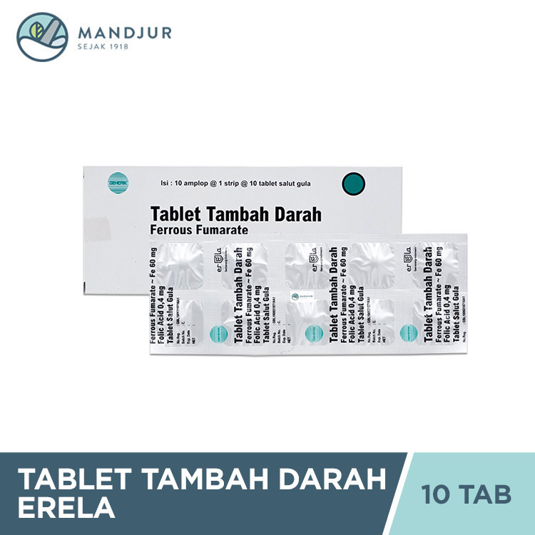 [Ampuh] Tablet Tambah Darah Erela 10 Tablet - Suplemen Penambah Darah