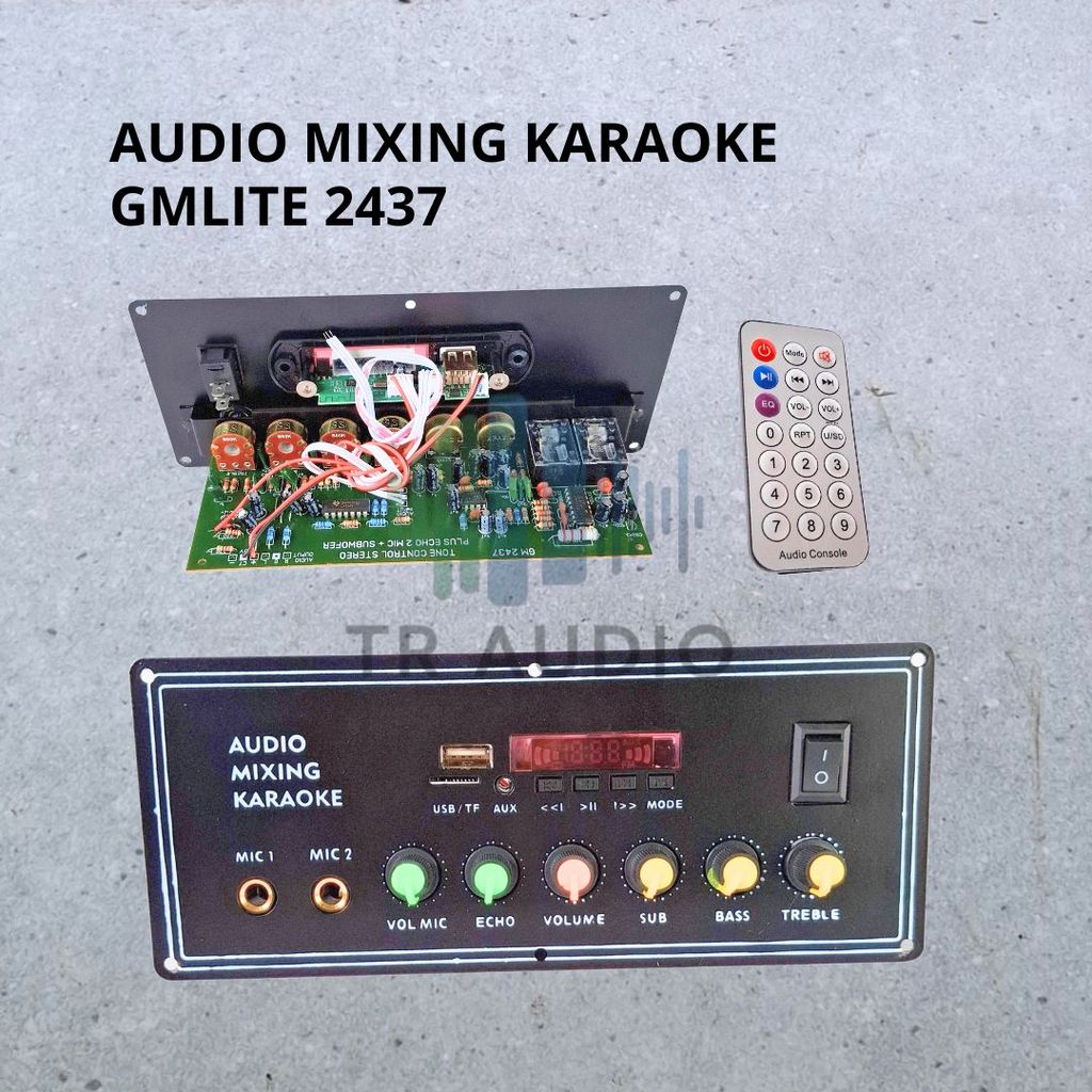 Audio Mixer Karaoke GMLITE 2437 2 Mic Bluetooth Dengan Echo