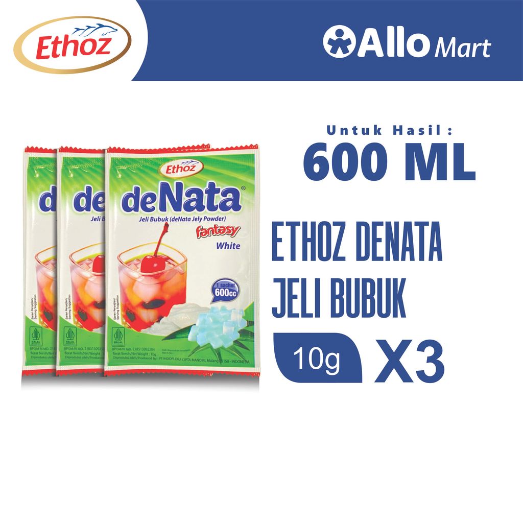 Ethoz DeNata Jelly Powder 600ml - Tepung Jeli Kelapa Bubuk Instan 10g Original