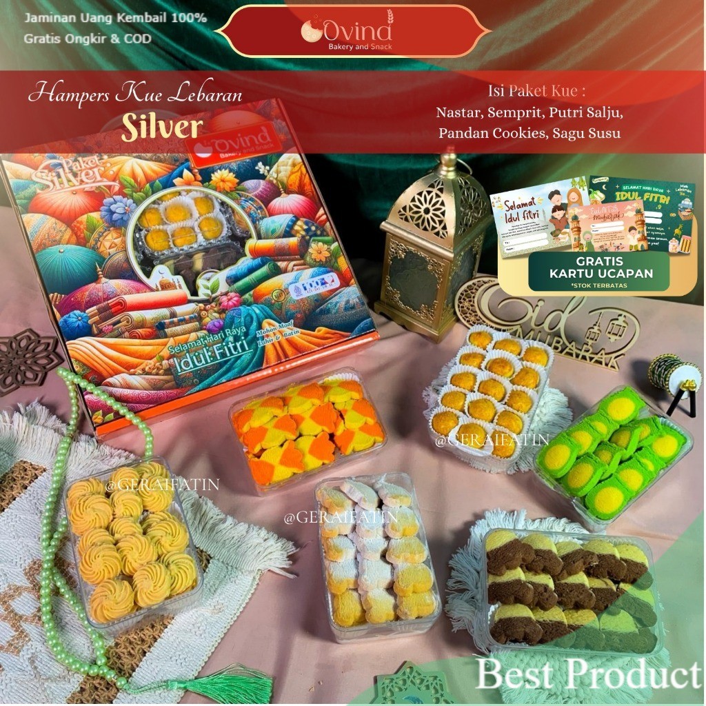 SHABRINA_FASHION!! PAKET PARCEL LEBARAN 2026 KUE OVINA PAKET SILVER ISI 6 TOPLES BAKERY SNACK- Set H