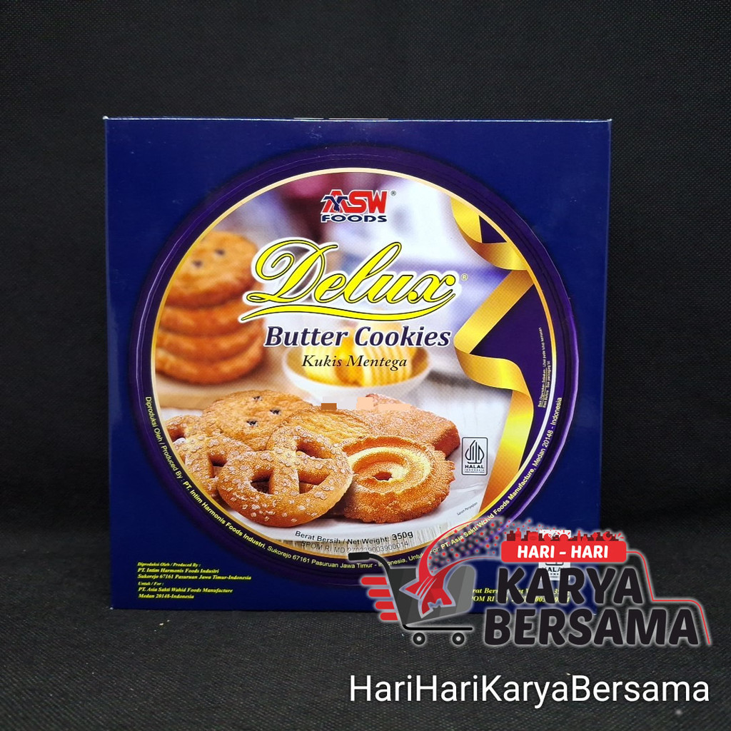 MAKANAN RINGAN BISKUIT KALENG LEBARAN ASW FOODS DELUX BUTTER COOKIES KUKIS MENTEGA 350GR