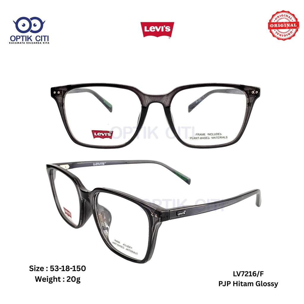 Frame Kacamata Kotak Pria Wanita Original Levis 7216 - PJP Hitam Glossy