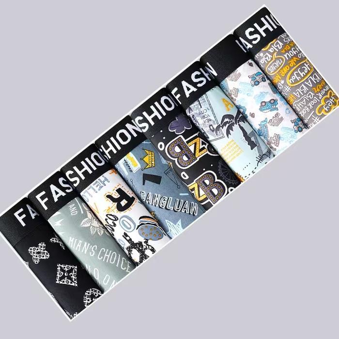 HOT PRODUK 4 Pcs Celana Dalam Pria Dewasa Seamless Kualitas Premium Boxer Cowok Remaja Motif Bahan S