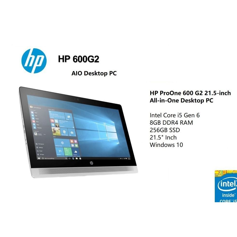 HP ProOne 600 G2 All-in-One Desktop PC - Intel Core i5 Gen 6, 8GB DDR4, 256GB SSD, 21.5-inch IPS, Wi