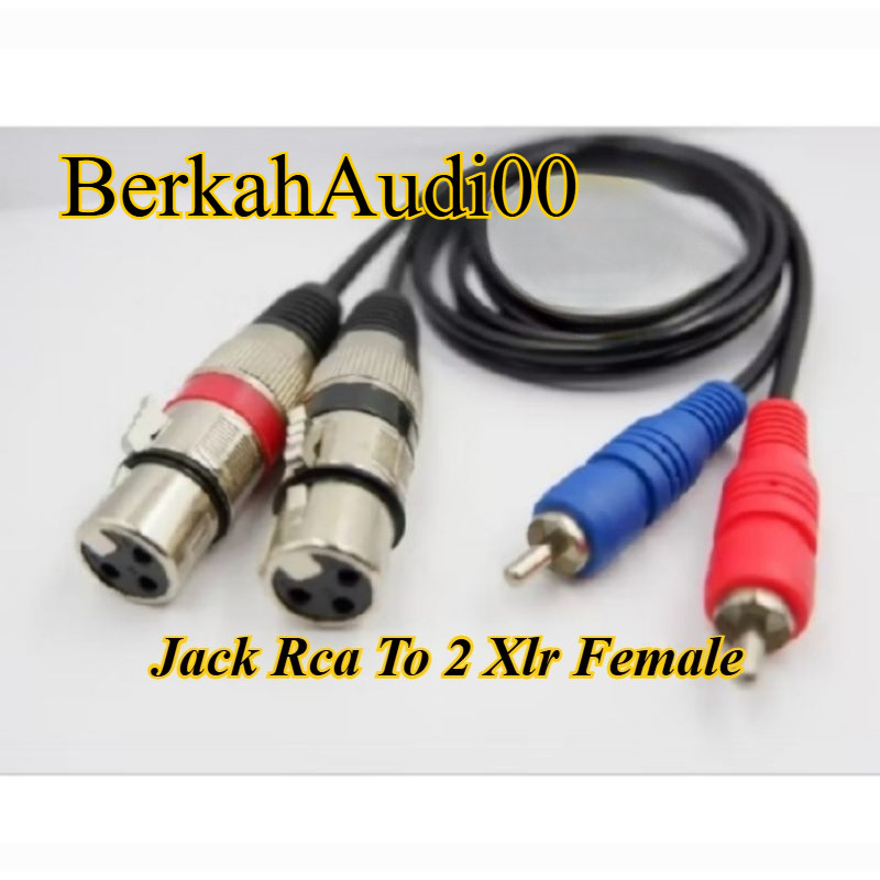 Kabel  Audio Jack Mixer/power/ampli jack 2 canon/xlr female to 2 rca berkualitas.