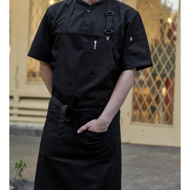 Multi-Pocket Apron / Chef Apron / Kitchen Apron / Aksara Celemek - Black