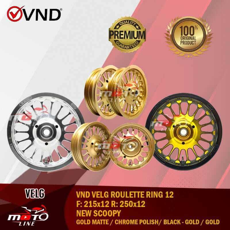 VELG VND ROULETE SCOOPY NEW RING 12 BLACK-GOLD BLACK-RED CROME POLISH GOLD