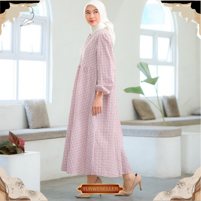 Tartan midi dres kotak kotak Busui TWR COD